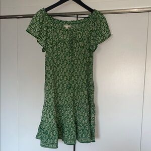 Max Studio Green Ruffled Off-Shoulder Sundress